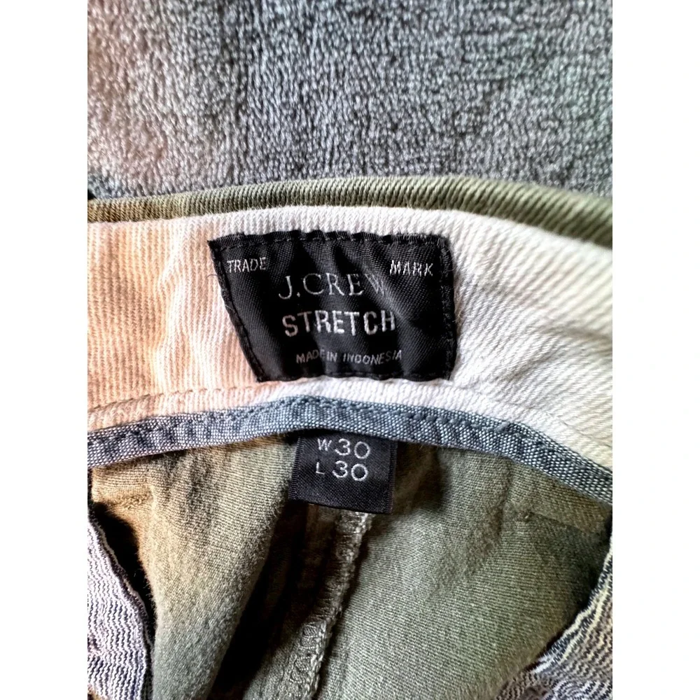J.Crew 484 Slim Fit Stretch Chino Pants Olive Green 30x30 Mens Casual Trousers